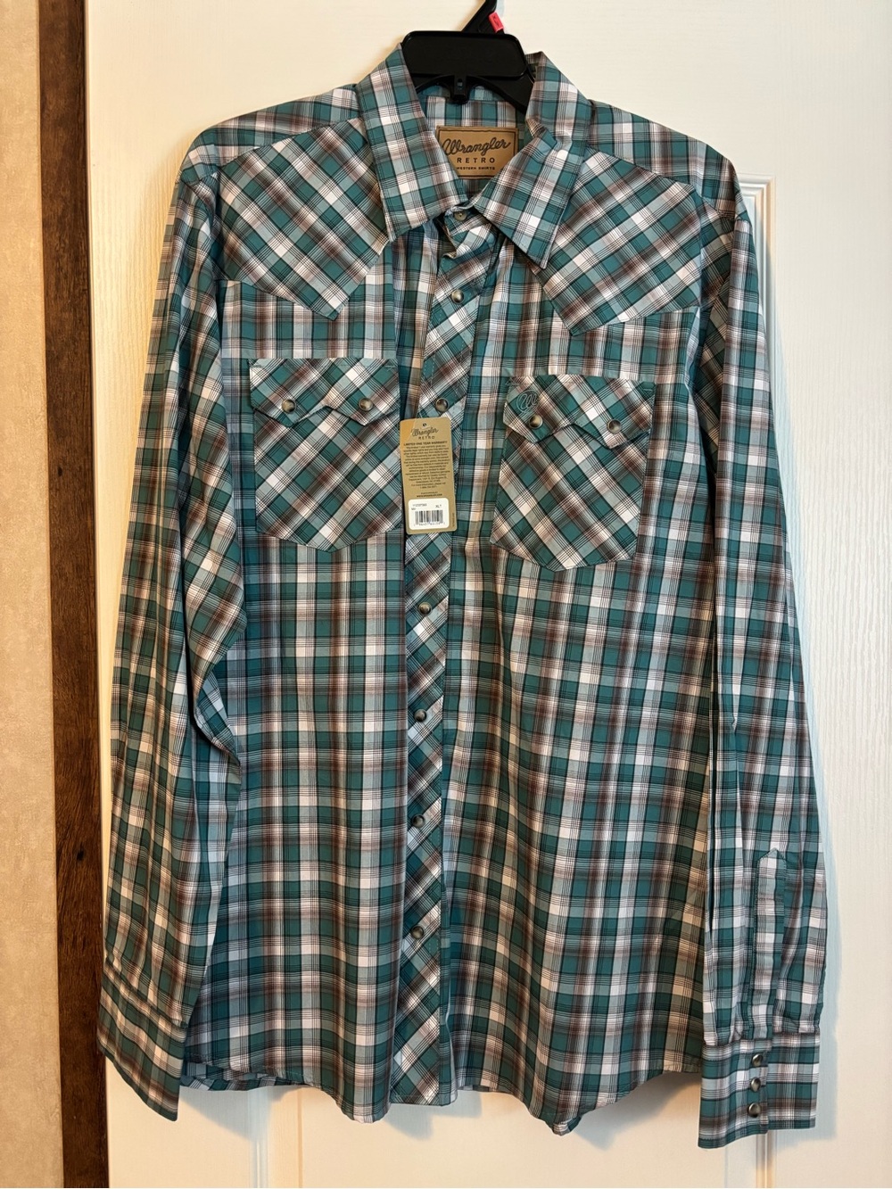 Wrangler Retro Men's Teal Plaid Western Shirt